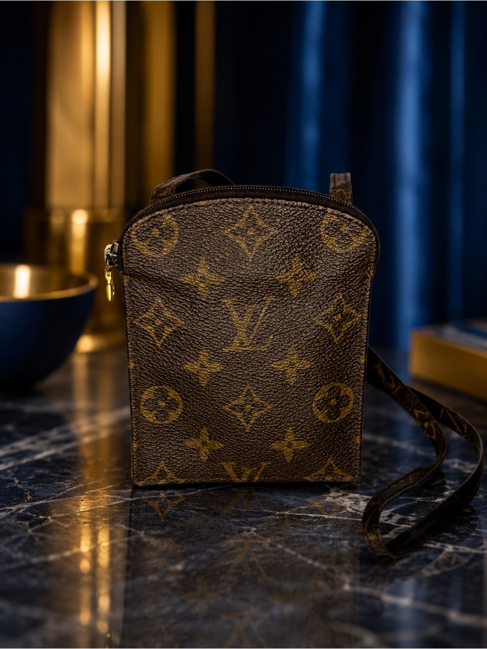 Louis Vuitton Monogram Pochette Secret Vintage Mini Crossbody Pouch Bag